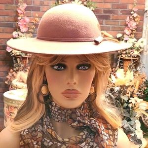 Betmar Women's Wool Saturno Cappello Romano Hat with Feather Embellishments